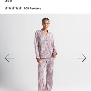 SKIMS Pink and White Patterned Pajama Set